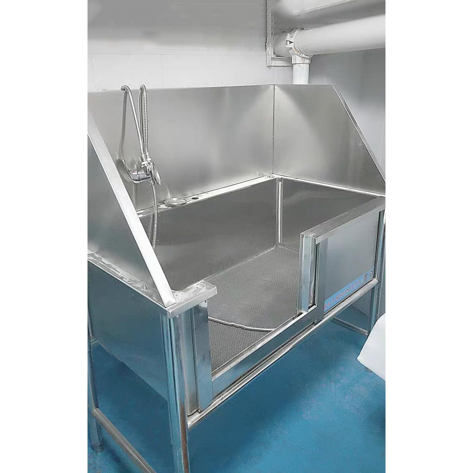 Bañera para Perros,bañera Profesional de Acero Inoxidable,Bañera Peluquería Canina,Bañera de Acero Inoxidable para Mascota,Estación de baño para Perros,con Ducha Pet Bath Tub Dog Grooming(40in/100cm,D