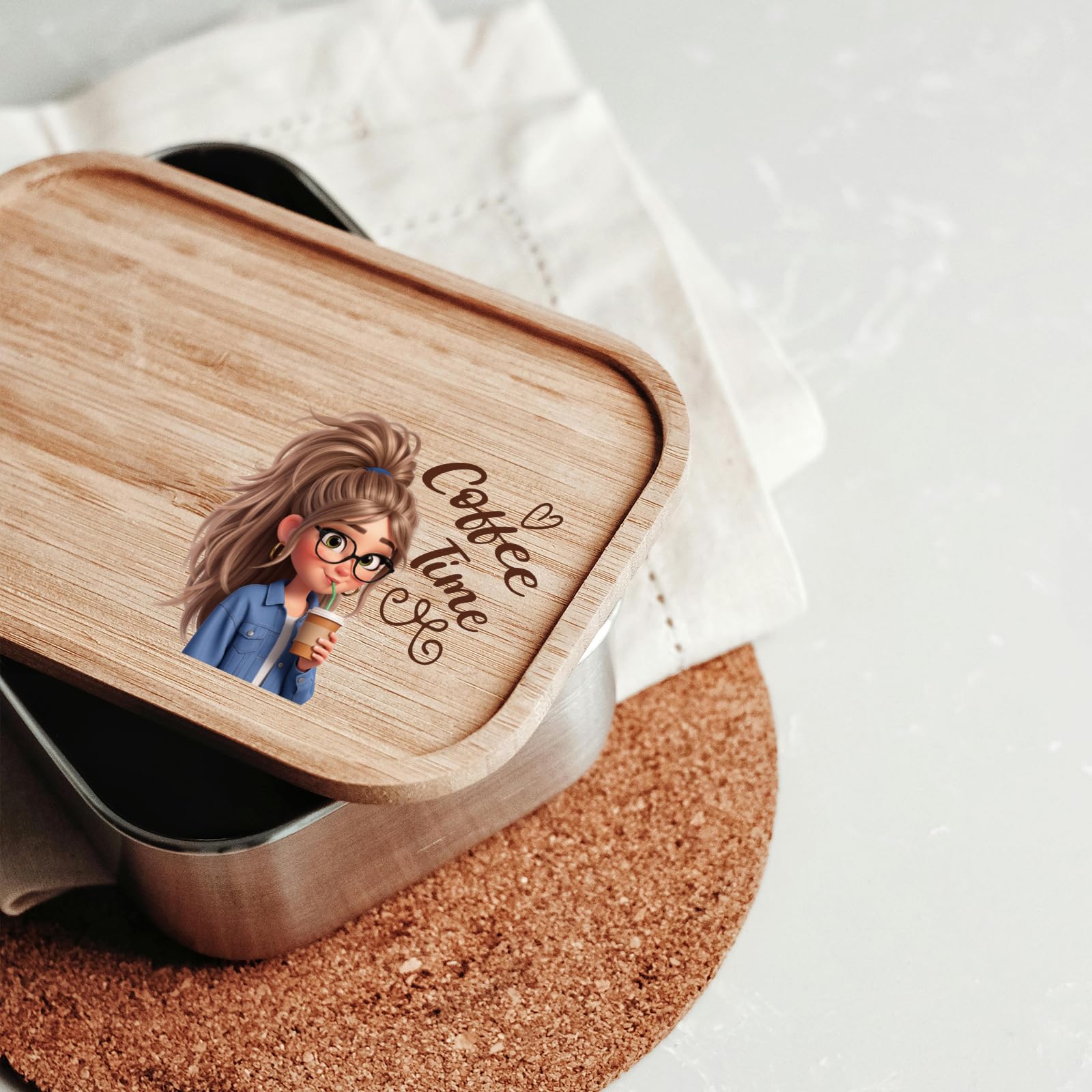 GLOBLELAND 18 Fogli Adesivi Trasferibili Coffee Lady - Decalcomanie Colorate Per Tazze, Vasi E Decorazioni Fai Da Te