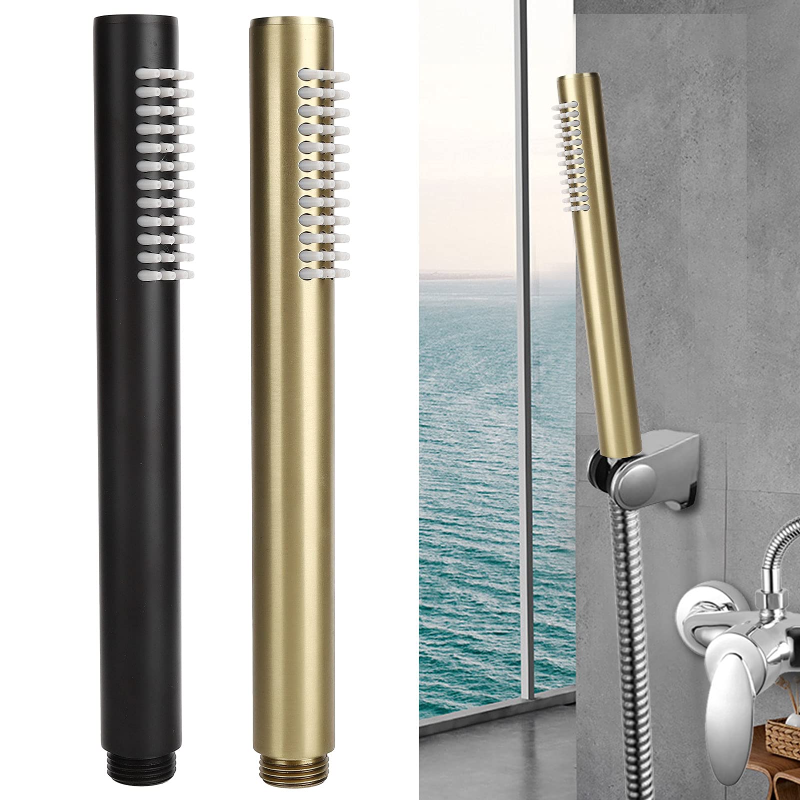 Soffione Doccia Portatile per Bagno, Soffione Doccia a Barra Tonda in Rame Massiccio G1/2 Spruzzatore Ad Alta Pressione per Doccia per Forniture per La Casa Del Bagno(d'oro)