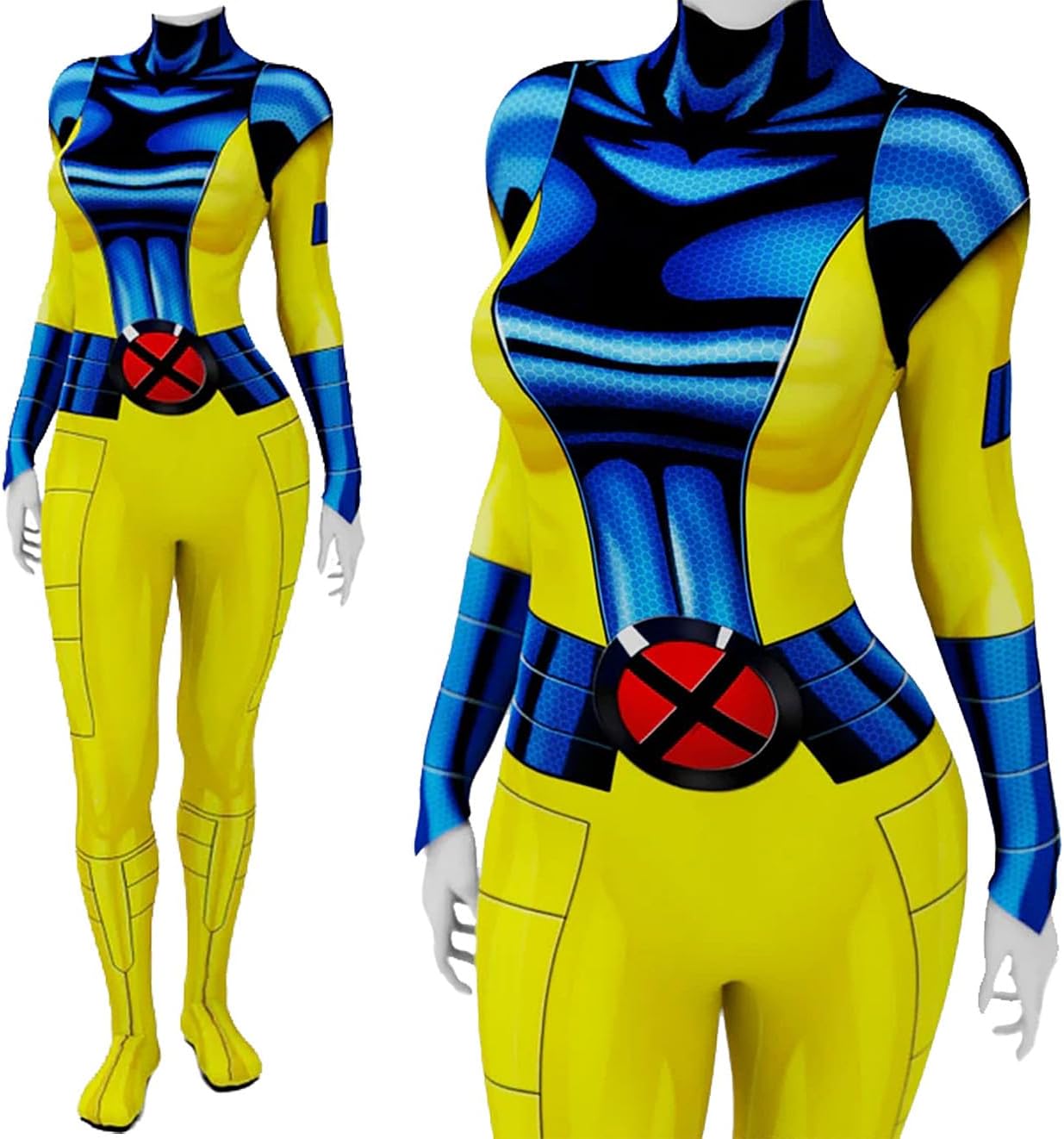 Jean Grey Costume Women Printed Bodysuit Superhero Jean Grey Phoenix Cosplay Jumpsuit for Halloween