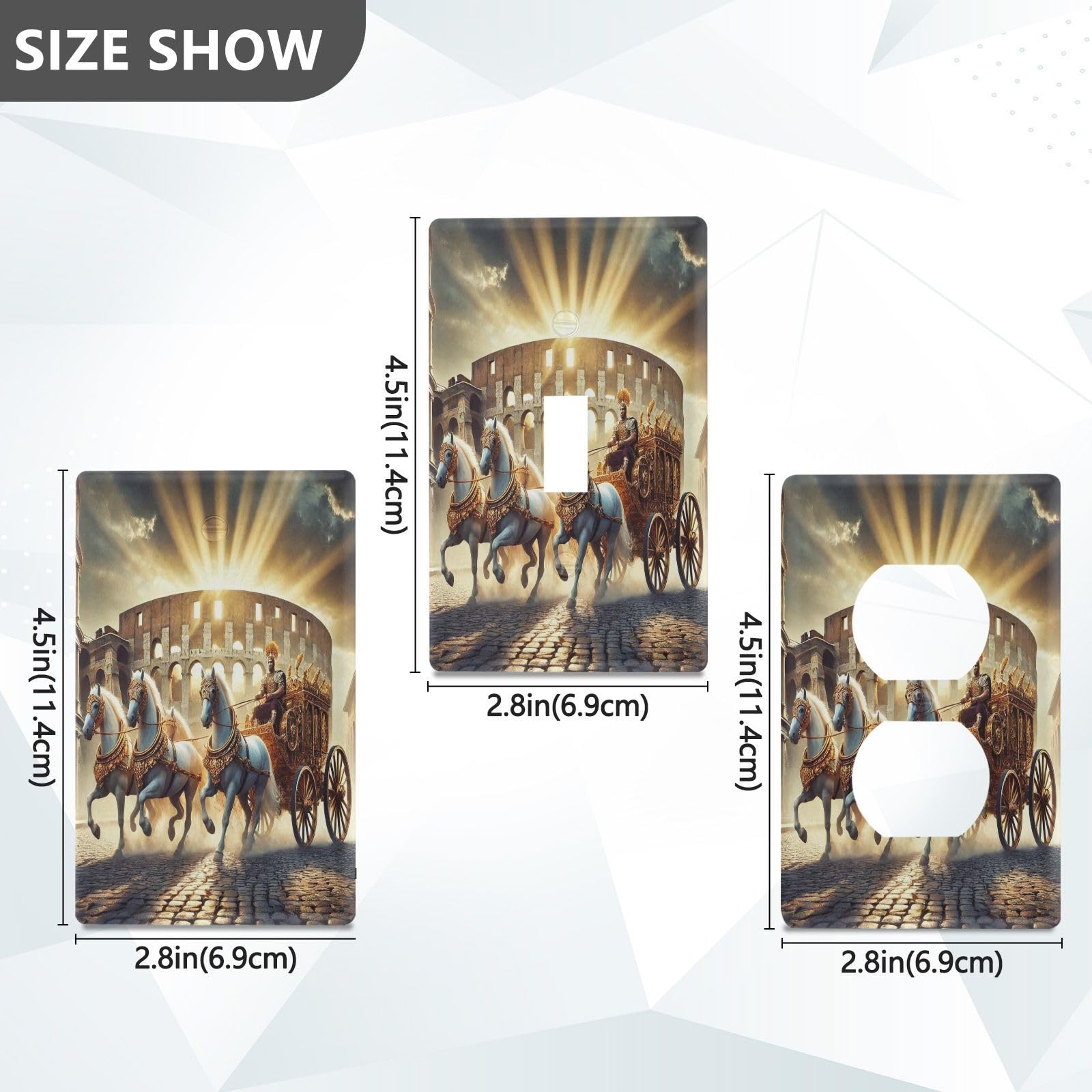 Chariot Horse Yellow Light Switch Cover Decorative Receptacle Outlet Wall Plate Guard Plastic Wall Outlet Cover for Home Decor Room Office Bathroom (Duplex Outlets Cover)