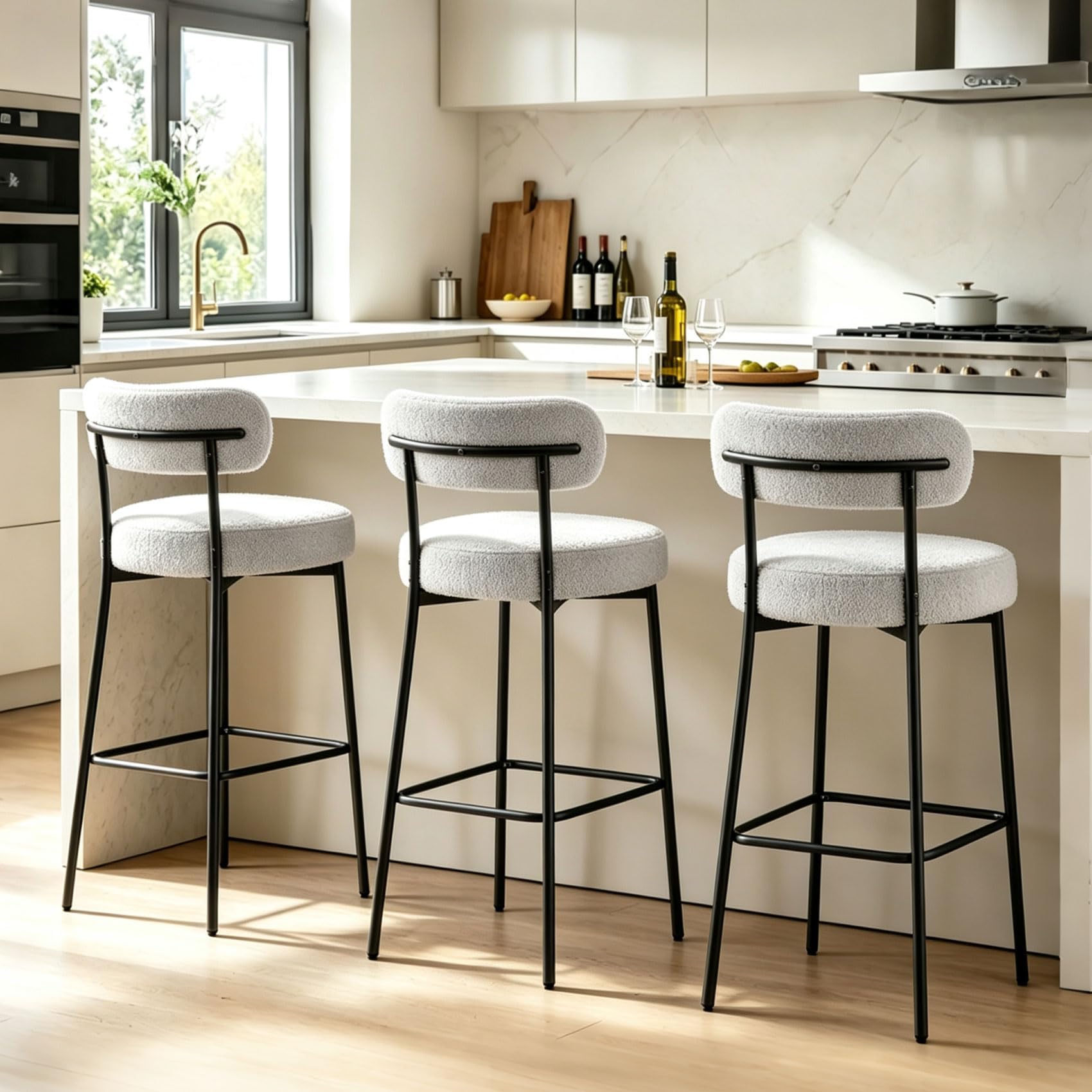 DYHOME Bar Stools Set of 3, 28 Inches Counter Height Bar Stools with Back