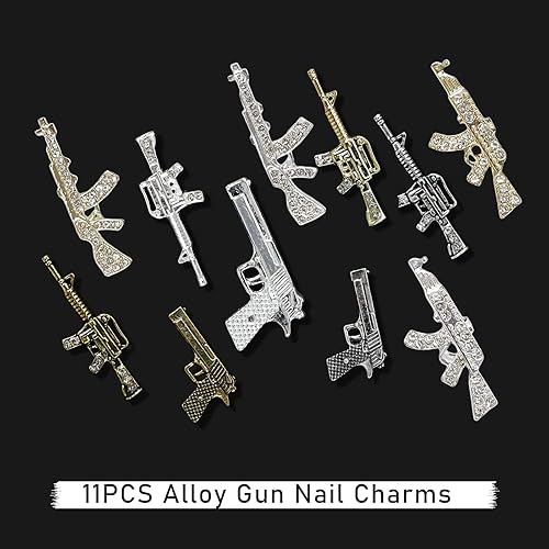 Miniatura 3 de 11 dijes de pistola para uñas acrílicas aleación de metal 3D diamantes de imitación para mujer decoración de uñas