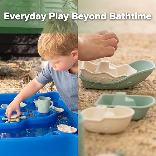 Haakaa Nautical Silicone Baby Bath Toys Set,Food Grade Silicone Toddler Stackable Bath Toys for Bathtubs/Swimming Pools/Beaches, BPA Free Floating Bathtub Toys for Baby 6M+