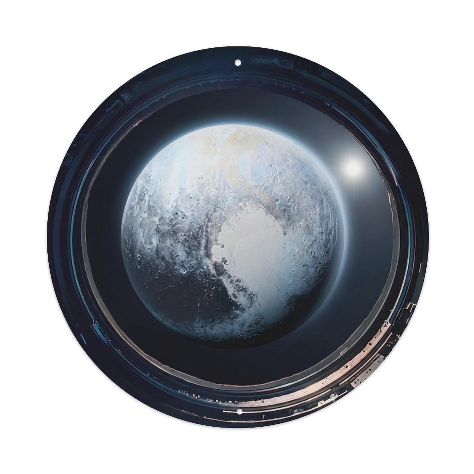 Frozen Nitrogen Moon Porthole View Metal Tin Sign