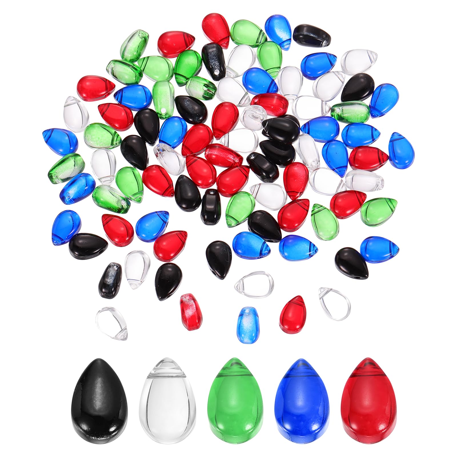 sourcing map 100 Pcs Teardrop Crystal Glass Beads, 6x9mm Teardrop Glass Charm Pendants Water Drop Beads Top Drilled for Jewelry Making DIY Craft Bracelets Necklace, Contrast Color Series — image 1