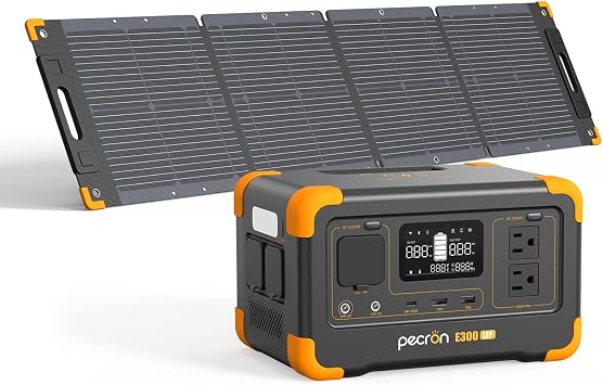 PECRON E300LFP 288Wh/600W Solar Generator with 100W Solar Panel, Camping