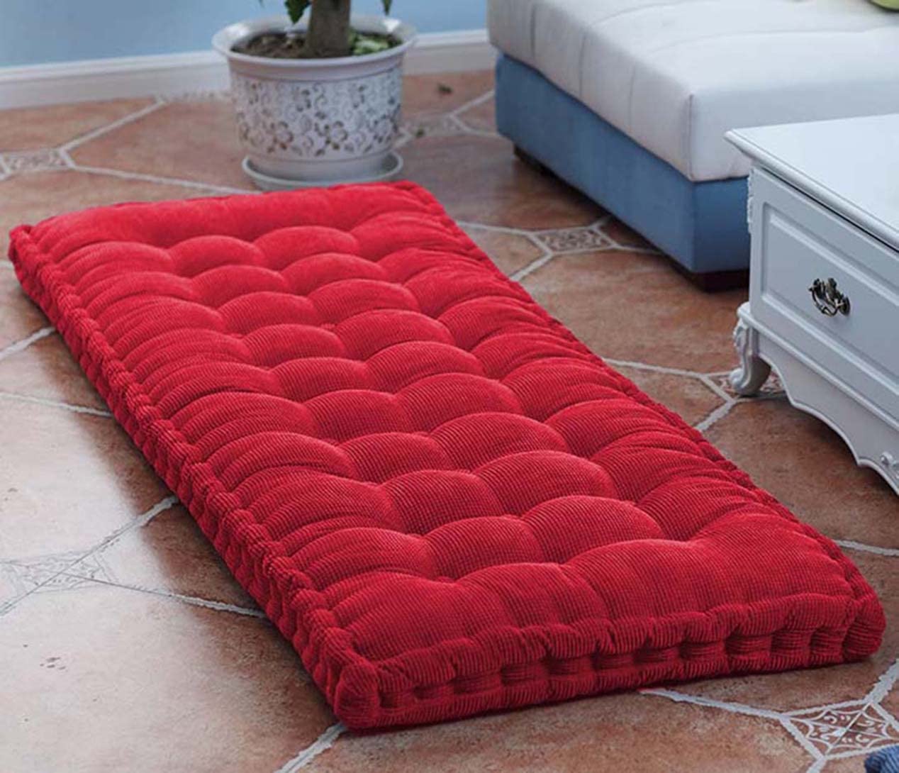 Ggoty Red 10Cm Thick Bench Cushion Pad 2/3 Seater,100Cm/120Cm Soft Bench Cushions Cotton Chair Pad For Garden Patio Dining Sofa Swing (80X40cm,)