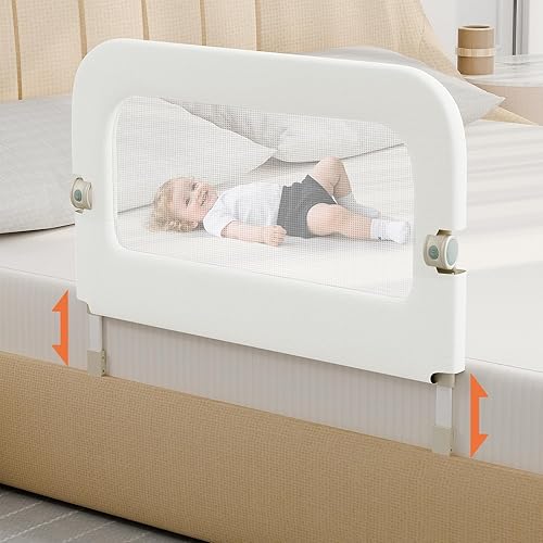 Barandilla de protección para cama de niños pequeños - rieles de seguridad para cama de bebé de 32 pulgadas, plegables y con alturas ajustables -