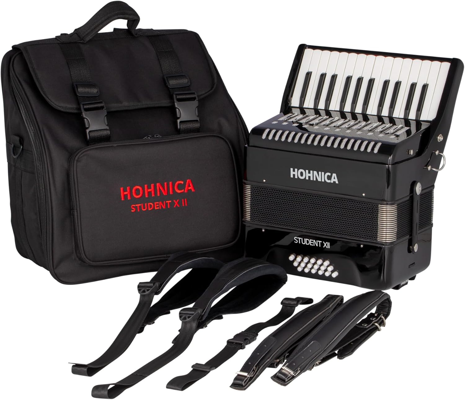 Hohner 44 Key Student XII Piano Accordion (Black)