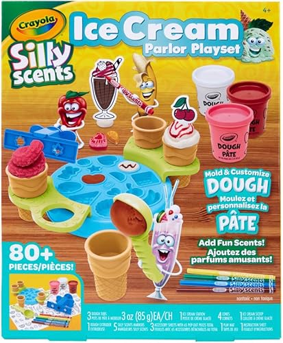 Crayola Silly Scents Ice Cream Toy, Kids Modeling Dough, Play Food Toy with Scented Markers, Gifts 4+