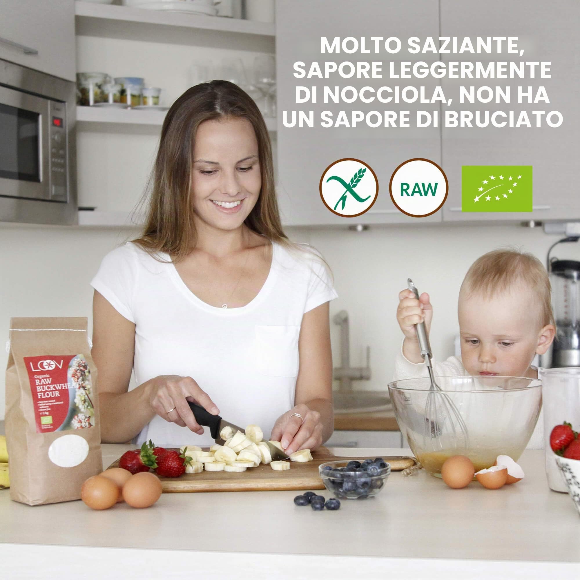 LOOV Farina di grano saraceno non trattato, 1 kg, farina senza glutine, non trattata termicamente, tutti i nutrienti preservati, sapore di nocciola, coltivazione biologica in clima nordico, non-OGM