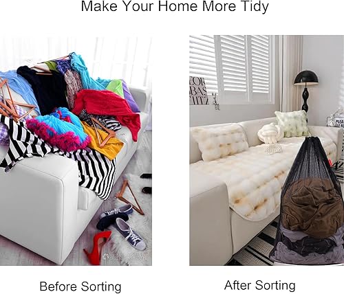 Miniatura 5 de Paquete de 2 bolsas de malla para lavandería, bolsa de 24 x 36 pulgadas con cordón resistente, fábricas, universidad, dormitorio, viajes y