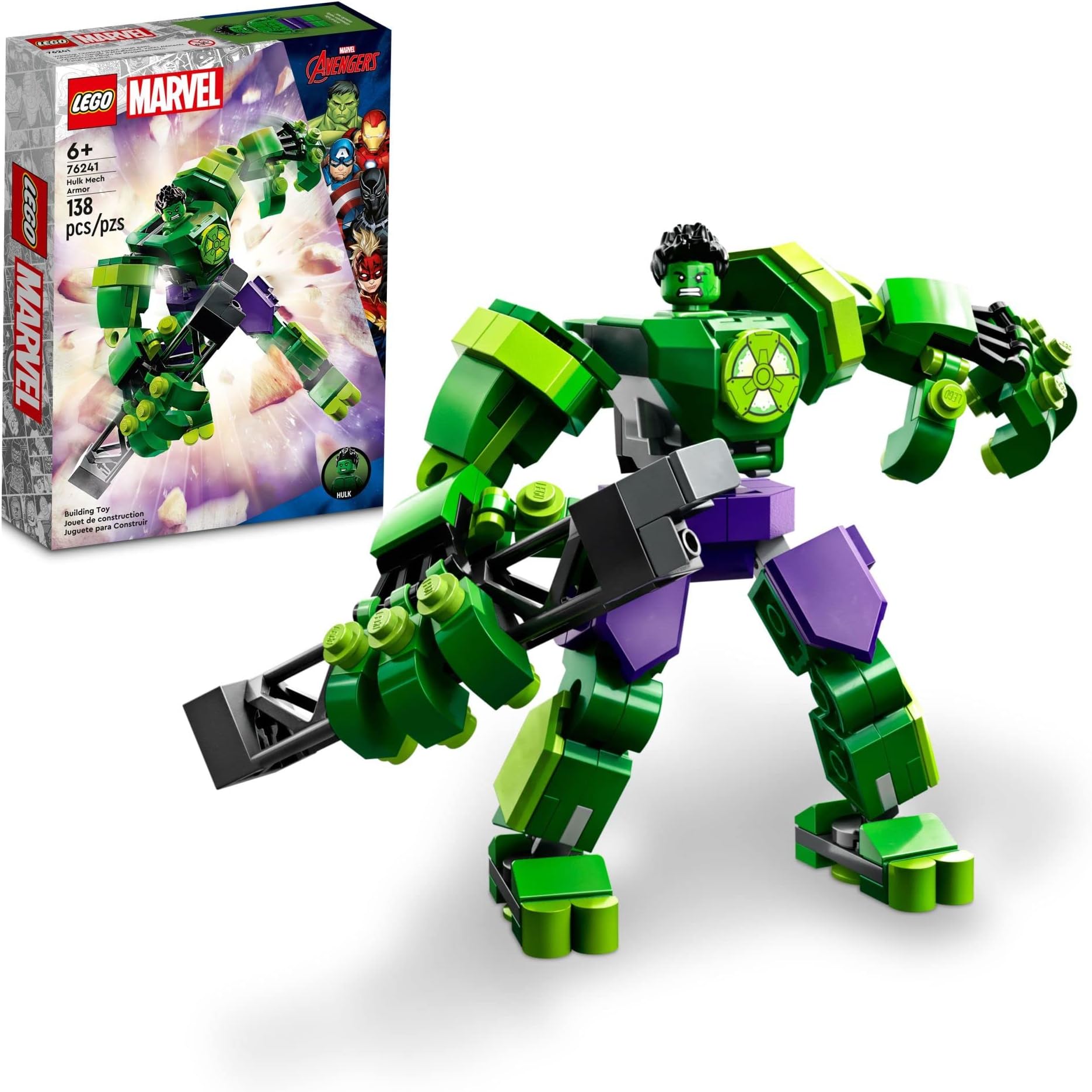 Marvel Hulk Mech Armor 76241 Building Toy Set; Avengers Figure for Hands-On Action; Gift for Kids Aged 6+