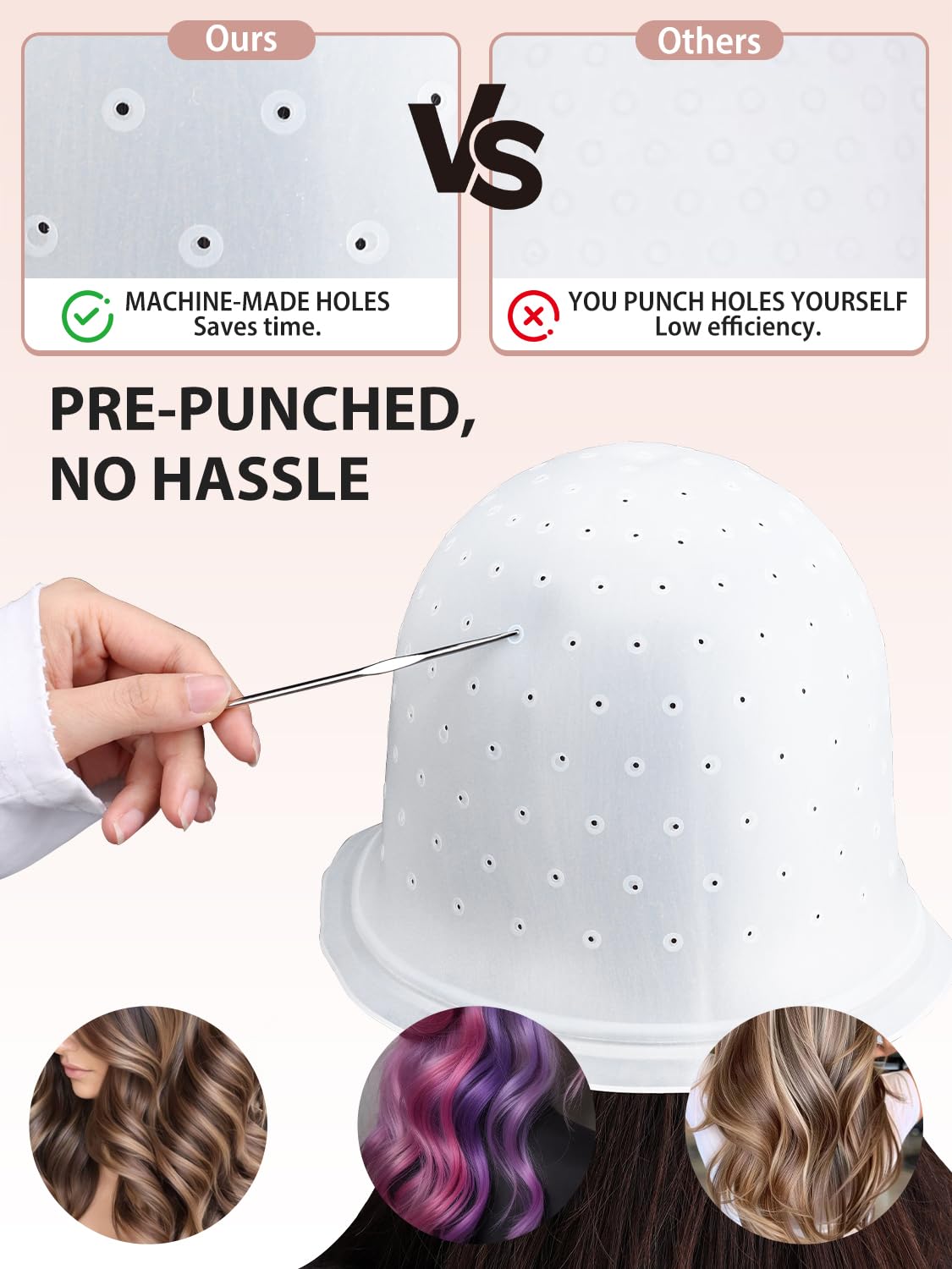 YOOVR Kit per evidenziare la candeggina per capelli con pennello e ciotola, 12 pezzi, tappo in silicone con fori perforati, guanti per sbiancamento dei capelli, tintura, forniture per salone per uso