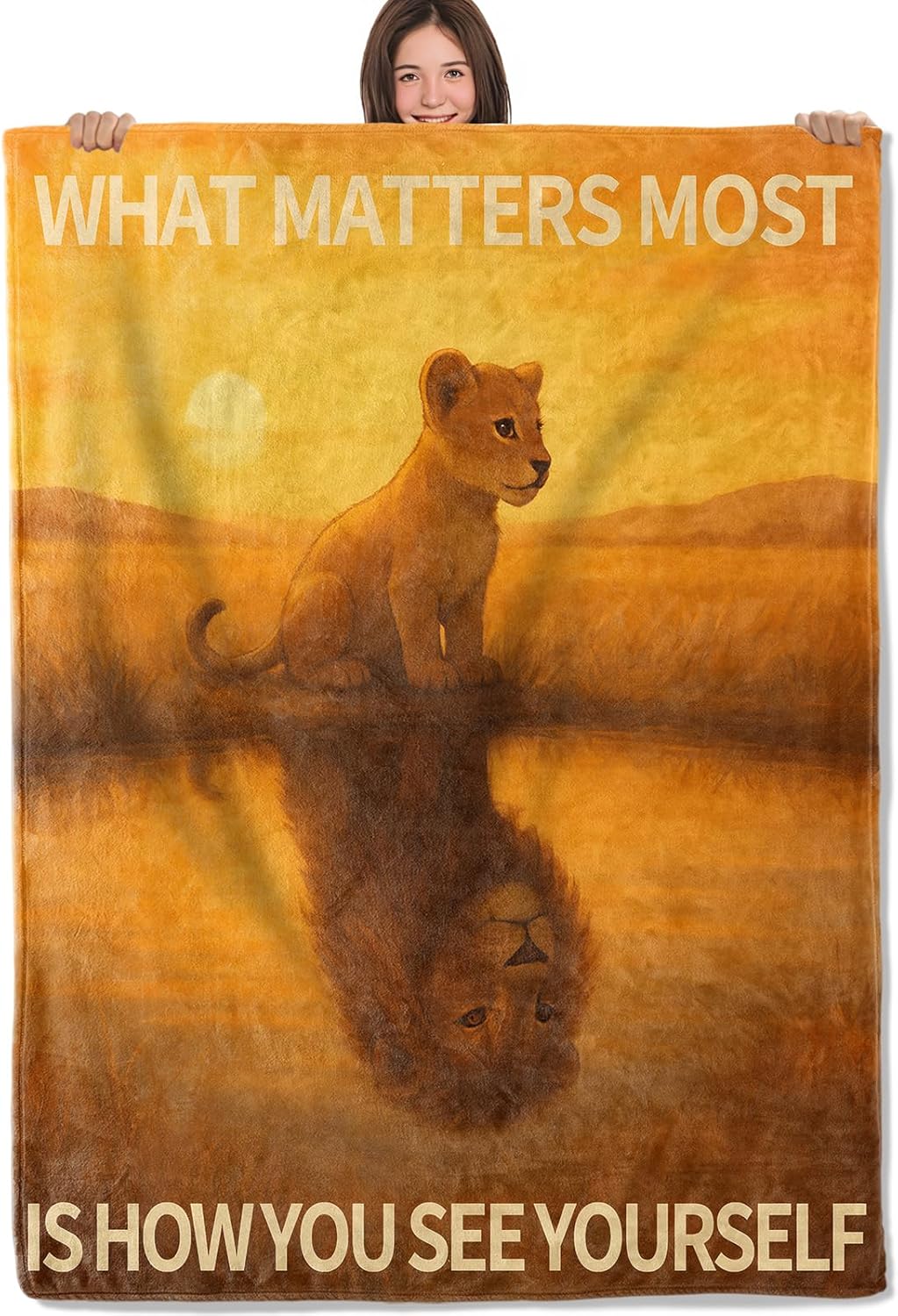 Inspirational Lion Blanket Soft Lightweight Flannel Throw Blanket for Living Room Bedding Travel Home Decor Cozy 50x60 Inch Blankets Gifts for Adults Kids Women Men