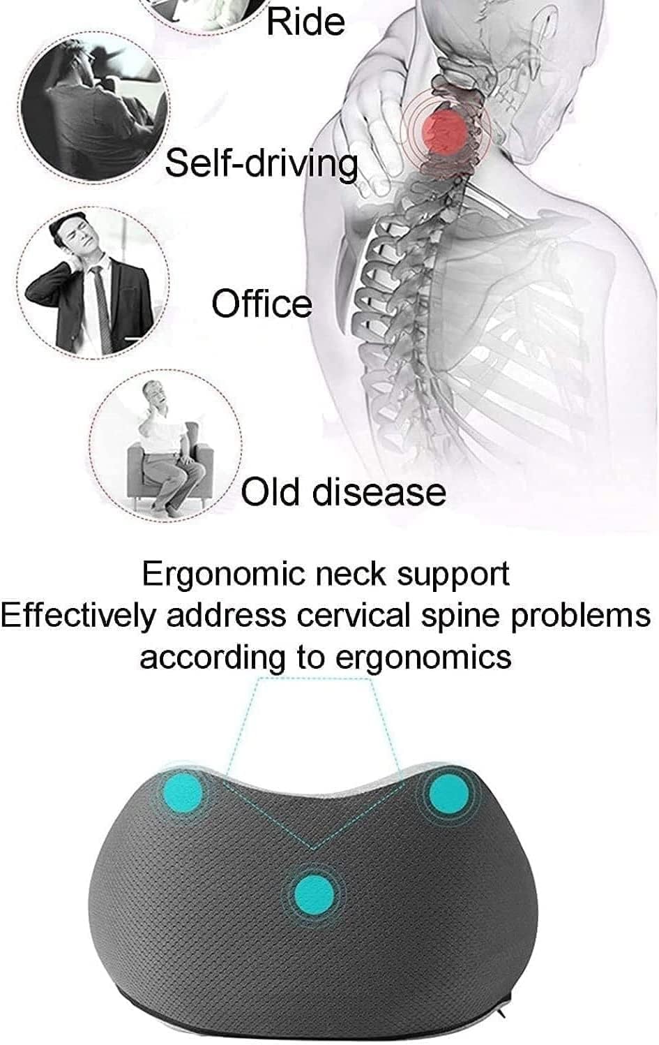 Travel Neck Pillow for Airplane Sleeping 100% Memory Foam Adjustable Travel Pillows, for Head Support Soft Adjustable Pillow for Plane, Car & Home Recliner Use (Color : Green)