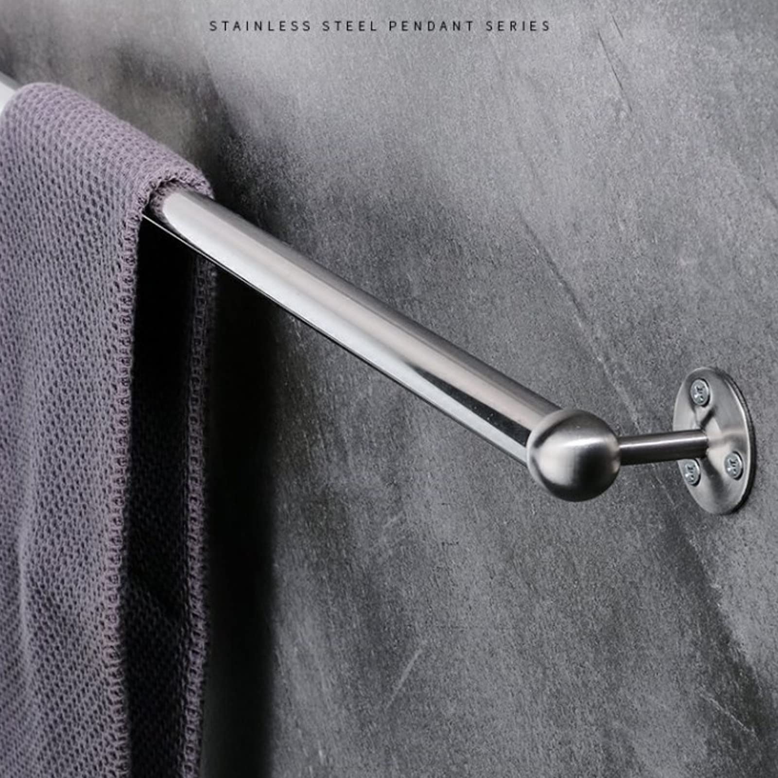 Portasciugamani in acciaio inox, lunghezza 120 cm, per bagno e cucina, finitura liscia, viti incluse