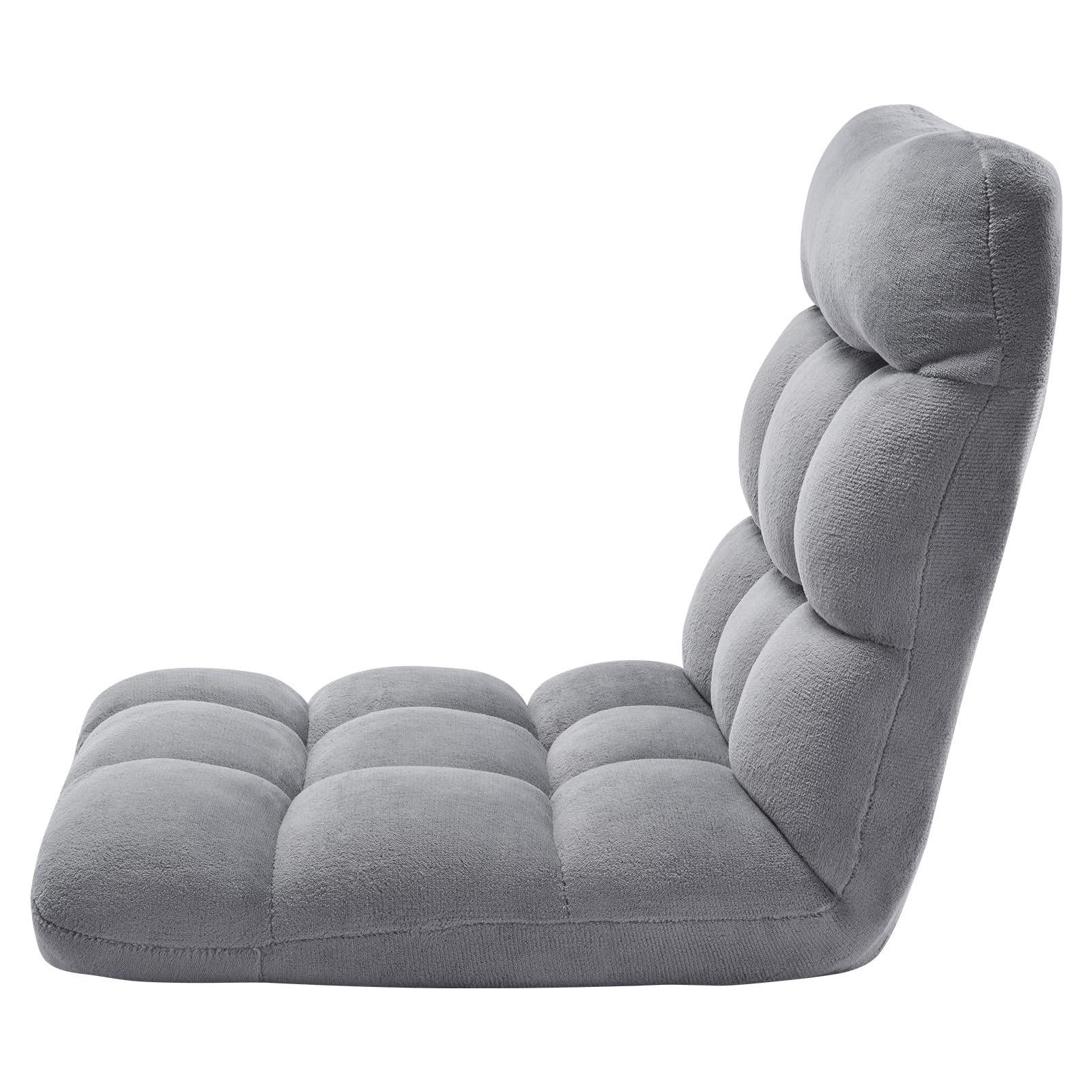 VEVOR Bodenstuhl Klappsofa aus Recyclingschaum mit 14 einstellbaren Positionen, multifunktionaler Bodentuhl mit Rückenlehne, ideal zum Schlafen & Lesen, Boden-Gamingstuhl für Kinder, grau