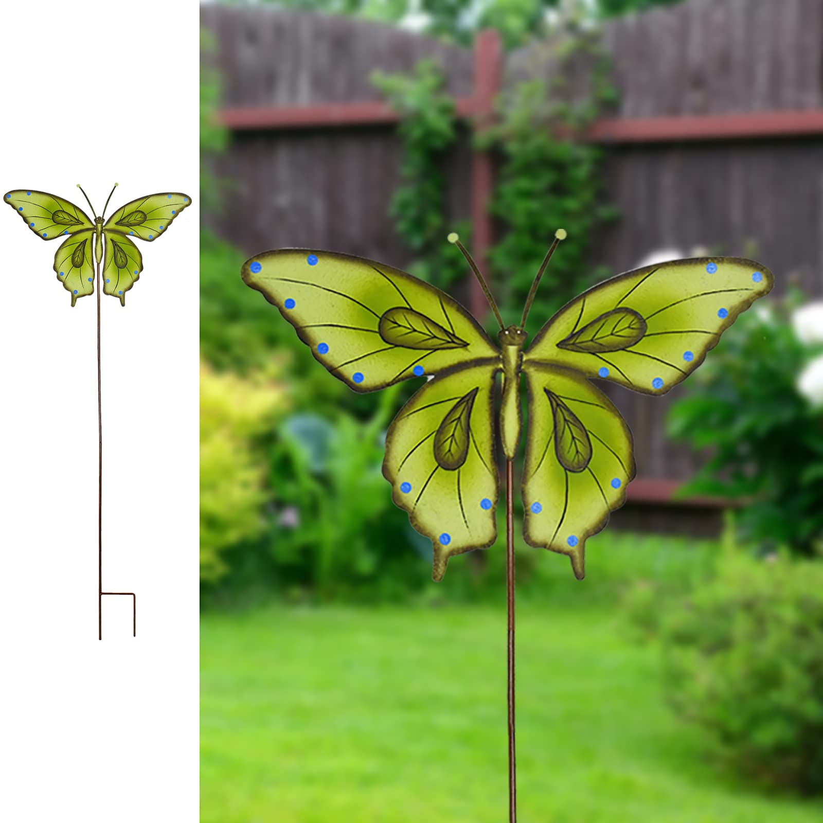 Piquets de jardin en métal - Décoration d'intérieur et d'extérieur - Papillon vert