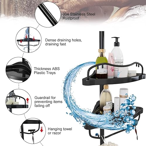 Miniatura 7 de cogardenshower Carrito de ducha esquinero con poste de tensión