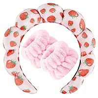 Vista 33 de Zkptops Diadema de Spa para Lavar la Cara Muñequera Esponja Maquillaje Cuidado de la Piel Diadema de Tela de Rizo Burbuja Suave Prepárate Diadema