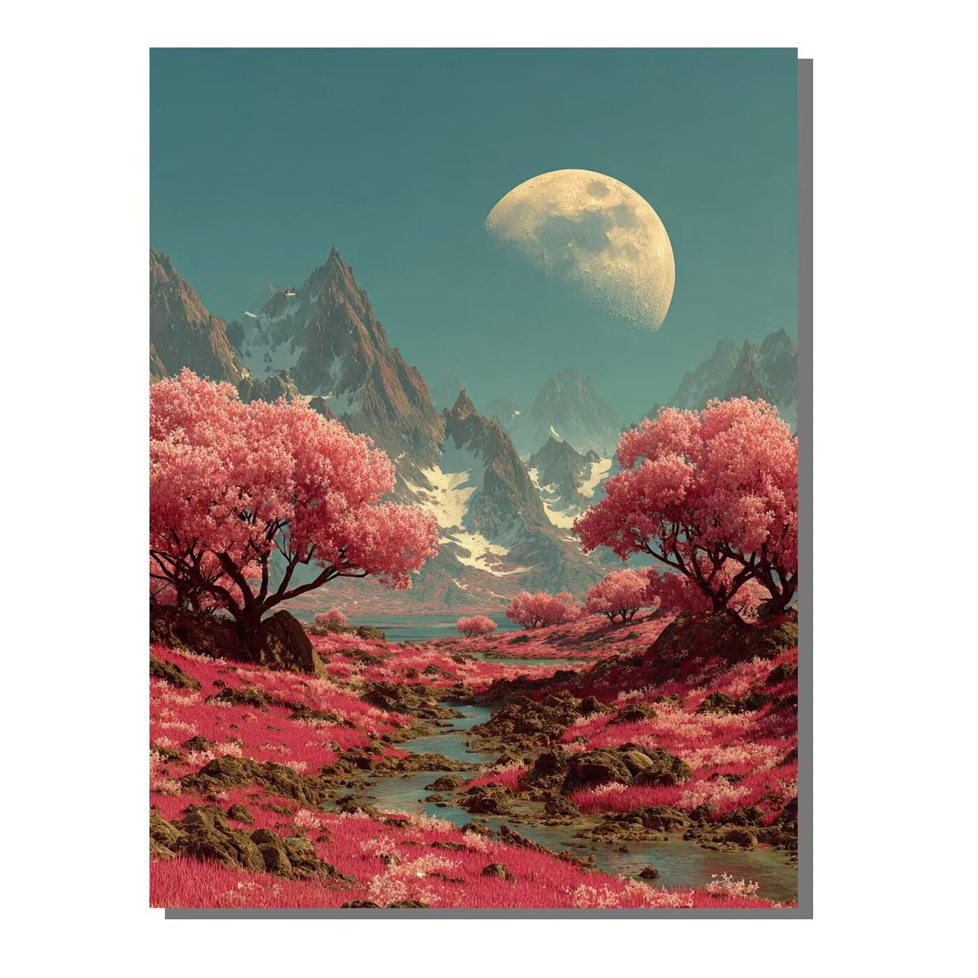 Landschaft Berg Malen Nach Zahlen Erwachsene, Paint by Numbers Adult Anfänger Kreativ Set für, Heimwerk Malen Nach Zahlen Kinder, Pinsel und 36 Acrylfarbe Als, für Deko Wohnzimmer 60 x 80 cm BJHWK712