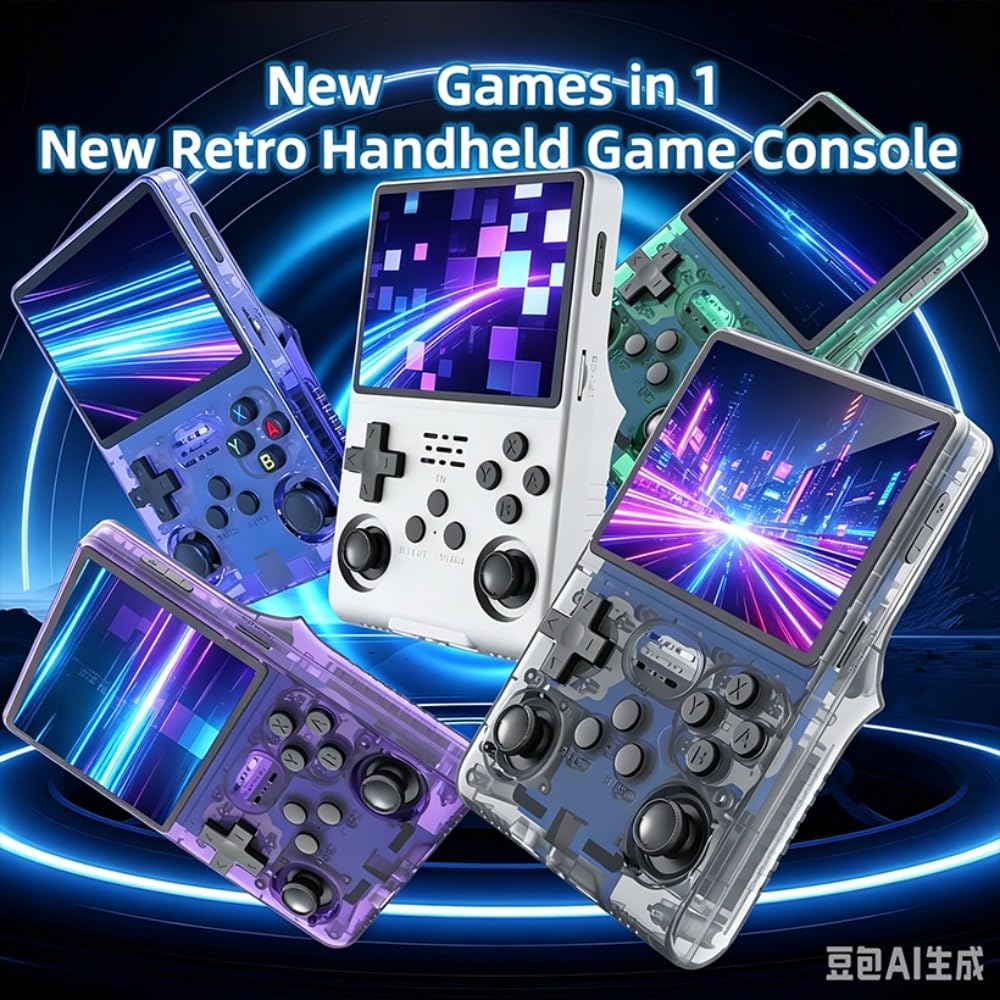R40S PRO - Reproductor de videojuegos retro portátil, pantalla IPS de 3.5 pulgadas, tarjeta TF de 128 GB, batería recargable de 3800 mAh, compatible con juegos retro multiformato