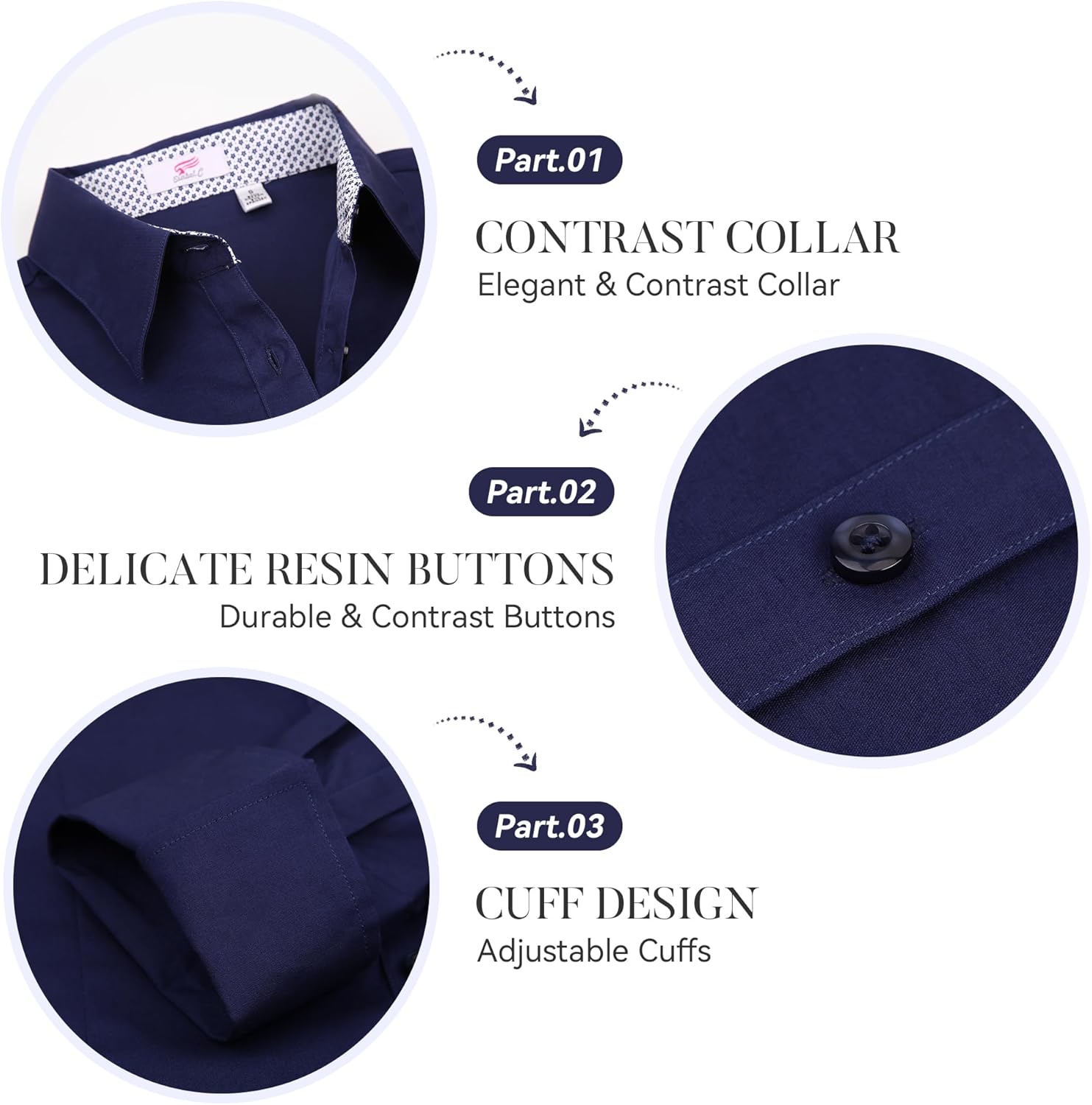 Esabel.C Womens Button Down Shirts Long Sleeve Regular Fit Stretch Work Blouse - Image 5