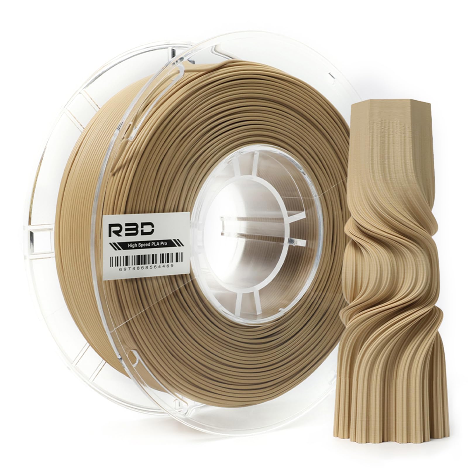 R3D High Speed PLA Pro Filament 1.75mm 1KG, 3D Printer Filament for 30-600 mm/s High-Speed Printing, Dimensional Accuracy +/- 0.02 mm, Plastic Spool, Compatible with AMS (Matte Kraft)