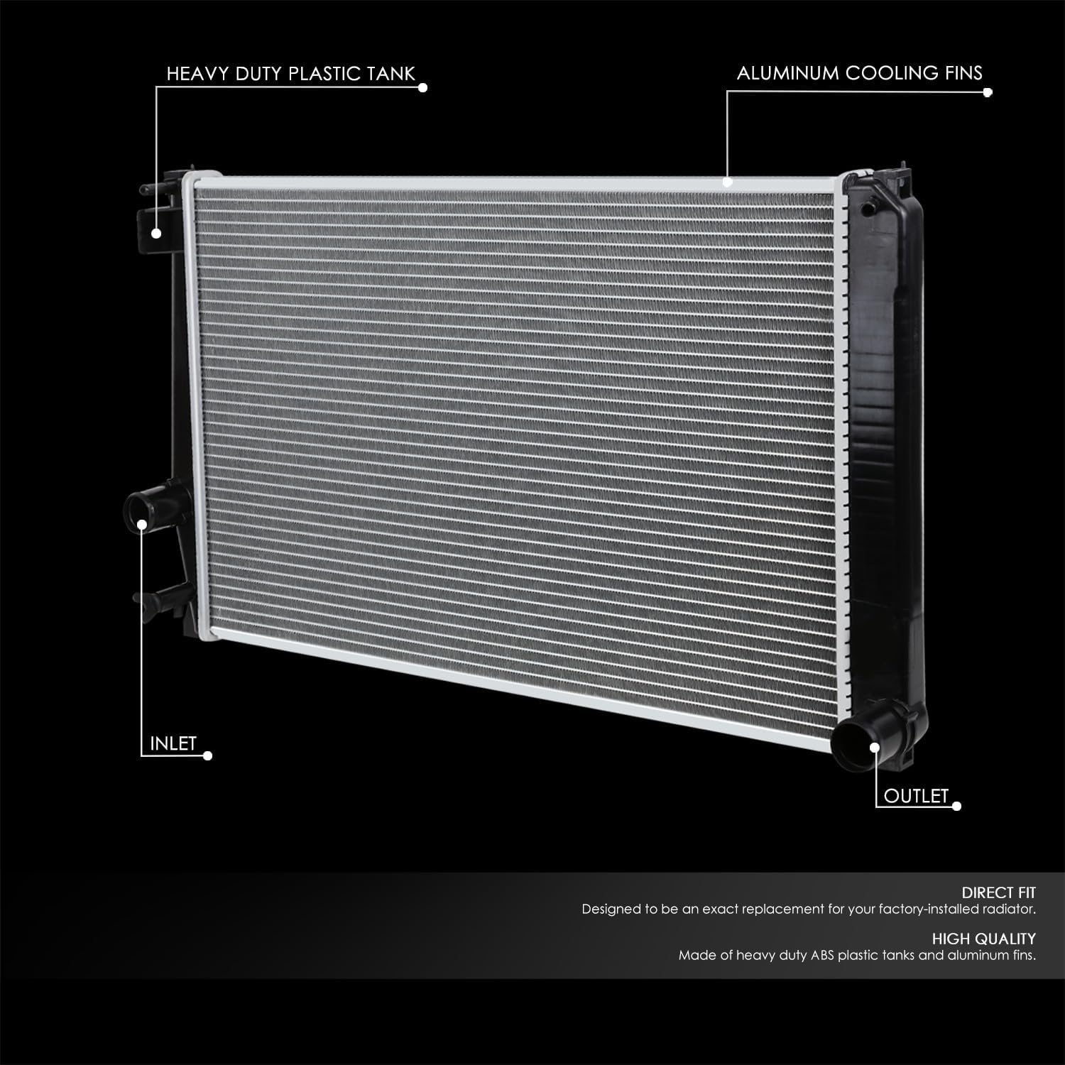 Auto Dynasty Radiator Compatible with 2006-2018 Rav4 2.4L 2.5L 3.5L AT, DPI 2891 Factory Style 1-Row Cooling Radiator, Aluminum Core