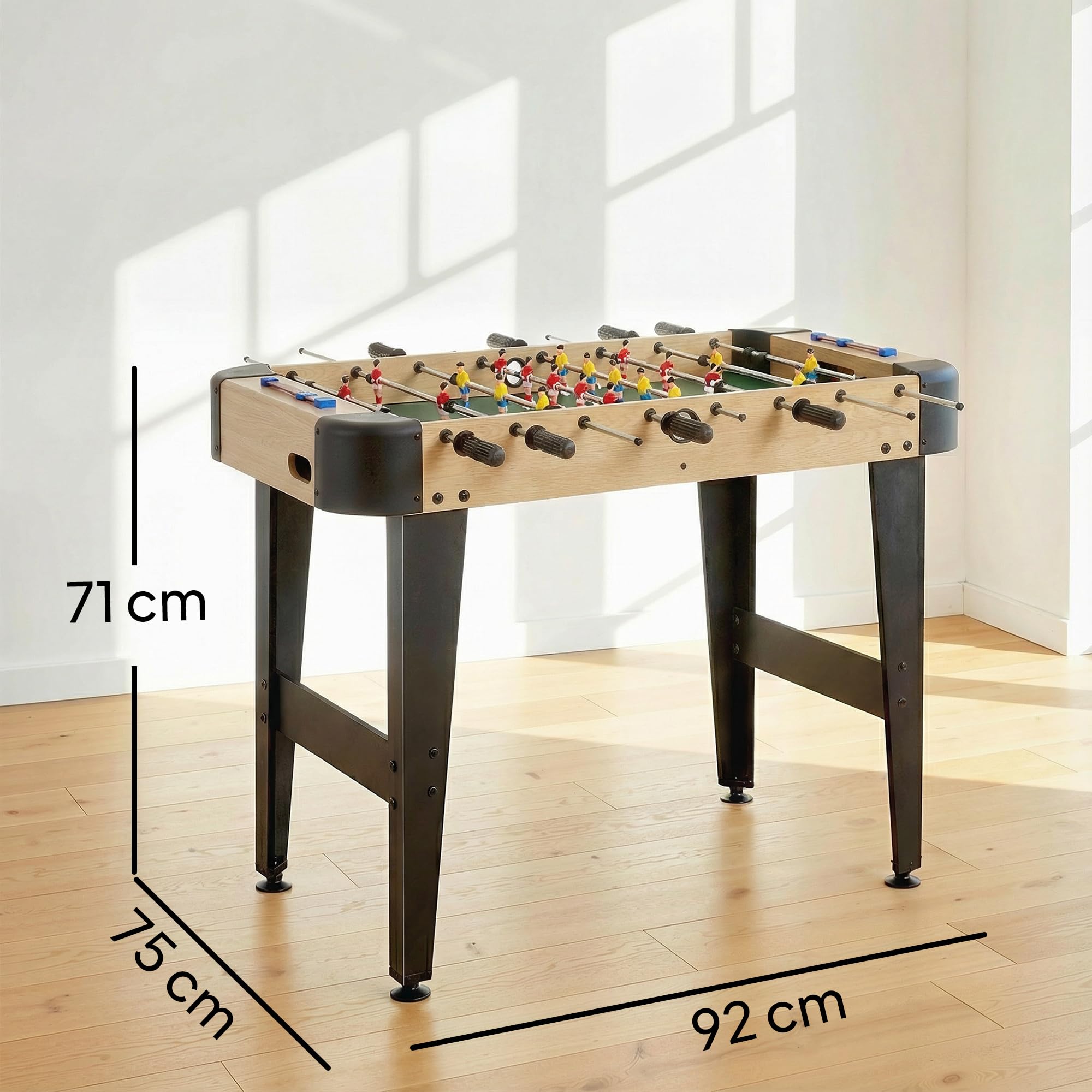 SPORTNOW Futbolín para Niños de Madera, Mesa de Futbolín con 2 Marcadores, 8 Asas, 22 Jugadores, 8 Barras y 2 Bolas, Regalo para Adultos, Familias, Fiestas, 92x75x71 cm, Natural