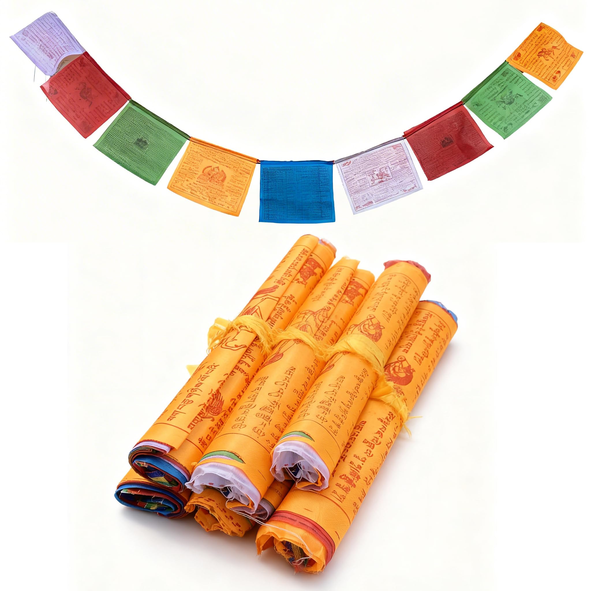21ft Extra Long Tibetan Prayer Flags - Large 23x28cm Buddhist Prayer Flags for Outdoor/Indoor - Traditional Lungta Windhorse Design - 6.4 Meters Grand Length for Garden, Yoga & Meditation