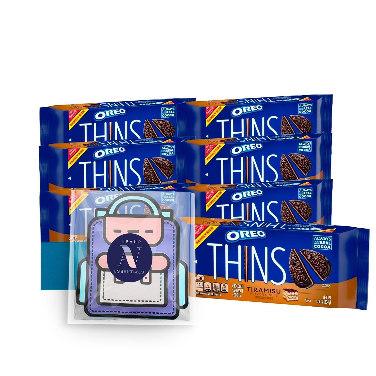 OREO Thins 6- Pack of Tiramisu Cream Chocolate Sandwich Cookies, Family Size Pouch 11.7 oz + 1 Freebie by Lavinia Essentials