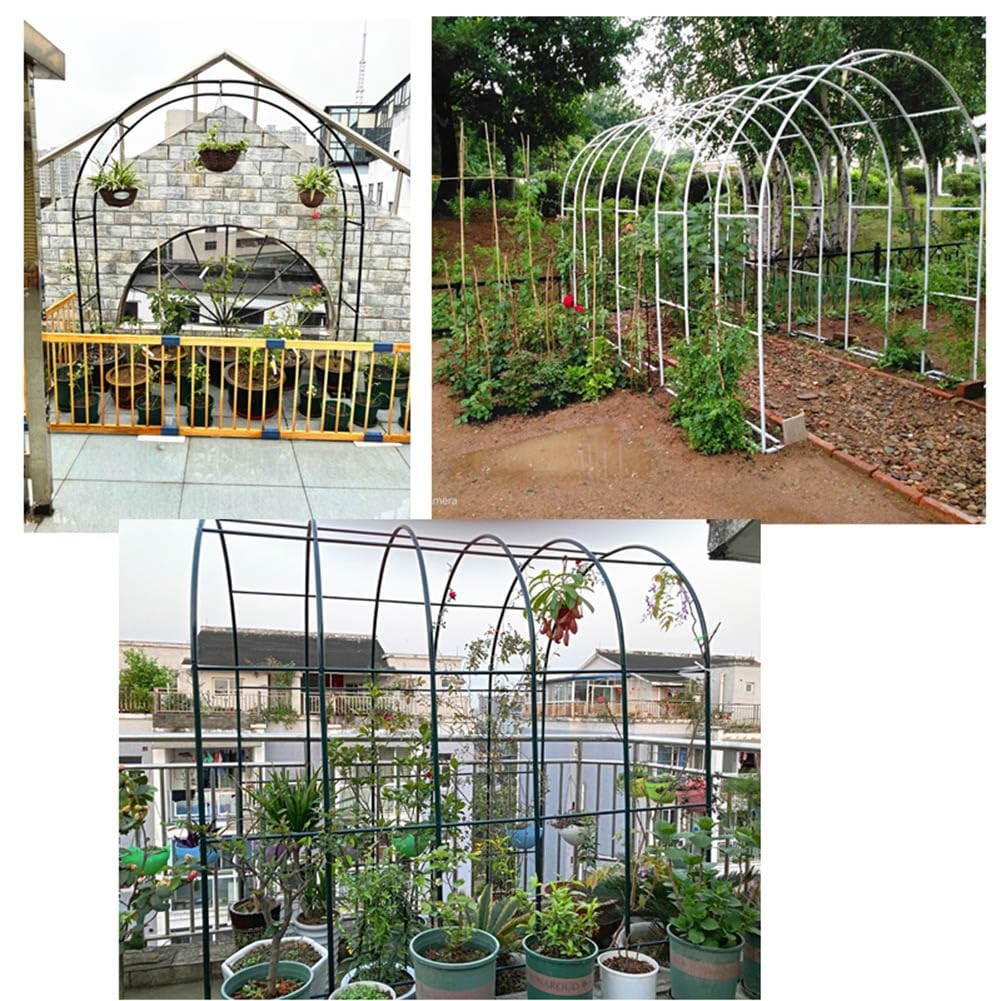Metall-Pergola-Rankgitter, Outdoor-Gartenlaube, Torbogen, Hochzeitsbogen, Zeremonie, Lichterkette, Ballonwisteriagrapevineclematis, Hof, Rasen, Garage, Breite 140 cm, 281,9 cm, Schwarz, Weiß, Grün