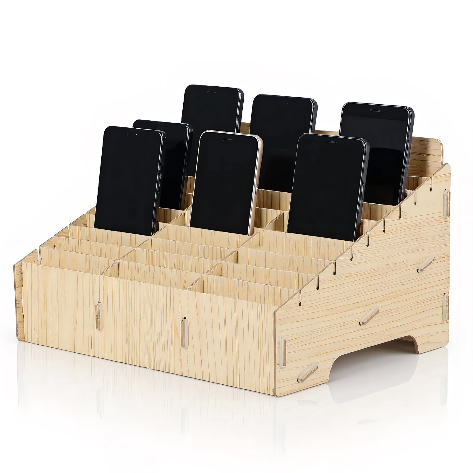 SOIMISS Handy-Aufbewahrungsbox mit 30 Fächern – Handyhalter aus Holz für Klassenzimmer, Schulungen & Seminare – Smartphone-Ablagebox – Telefon Organisator für Klassenzimmer & Büro (30)