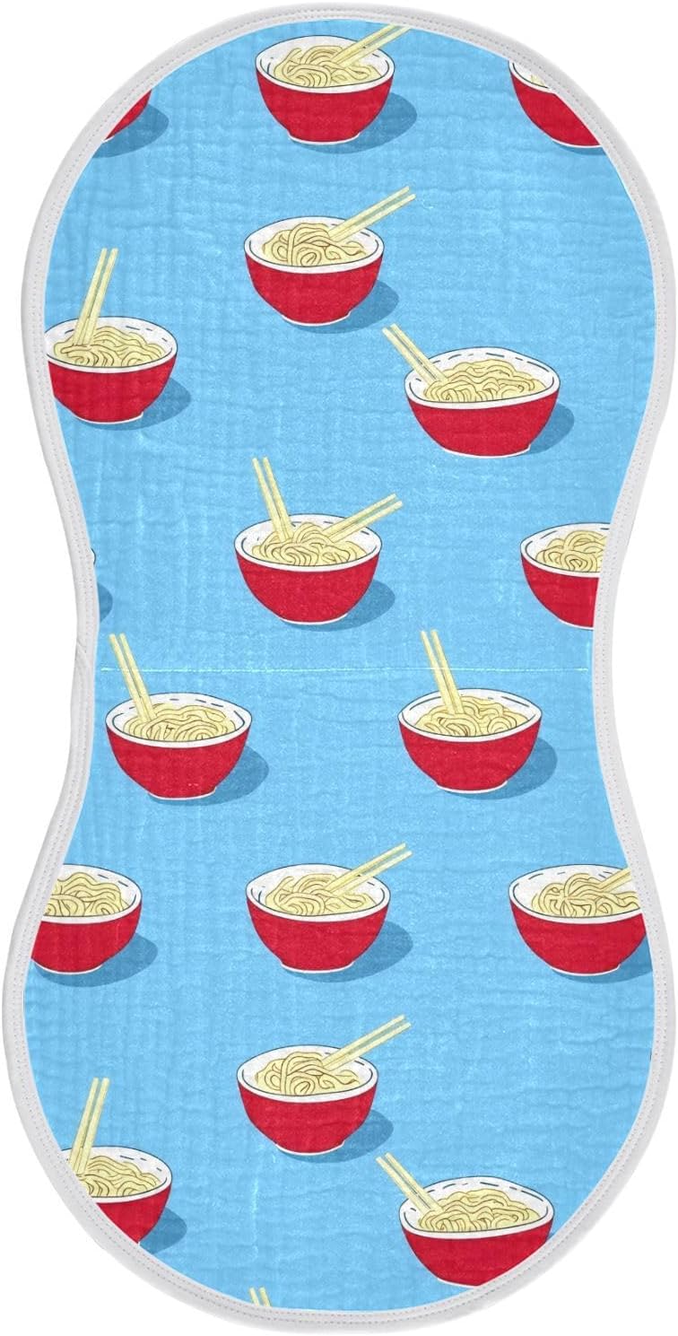 vvfelixl Baby Burp Cloths Noodle Icon Baby Newborn Cotton Burping Cloths Set Babys Washcloths 4 Pack