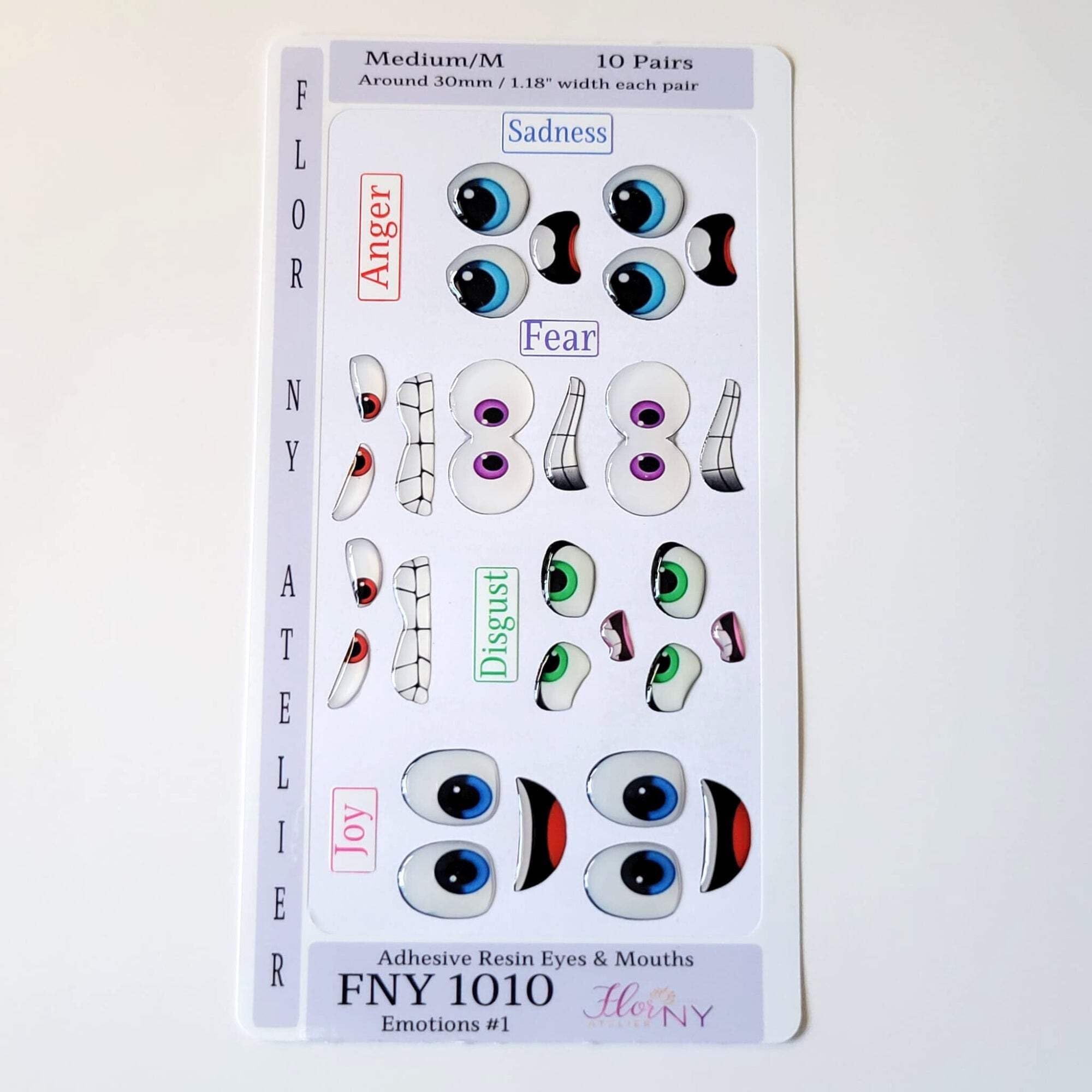 Adhesive Resin Eyes FNY 1010 - Emotions #1-10 Pairs - Medium/M - Around 30mm/1.18