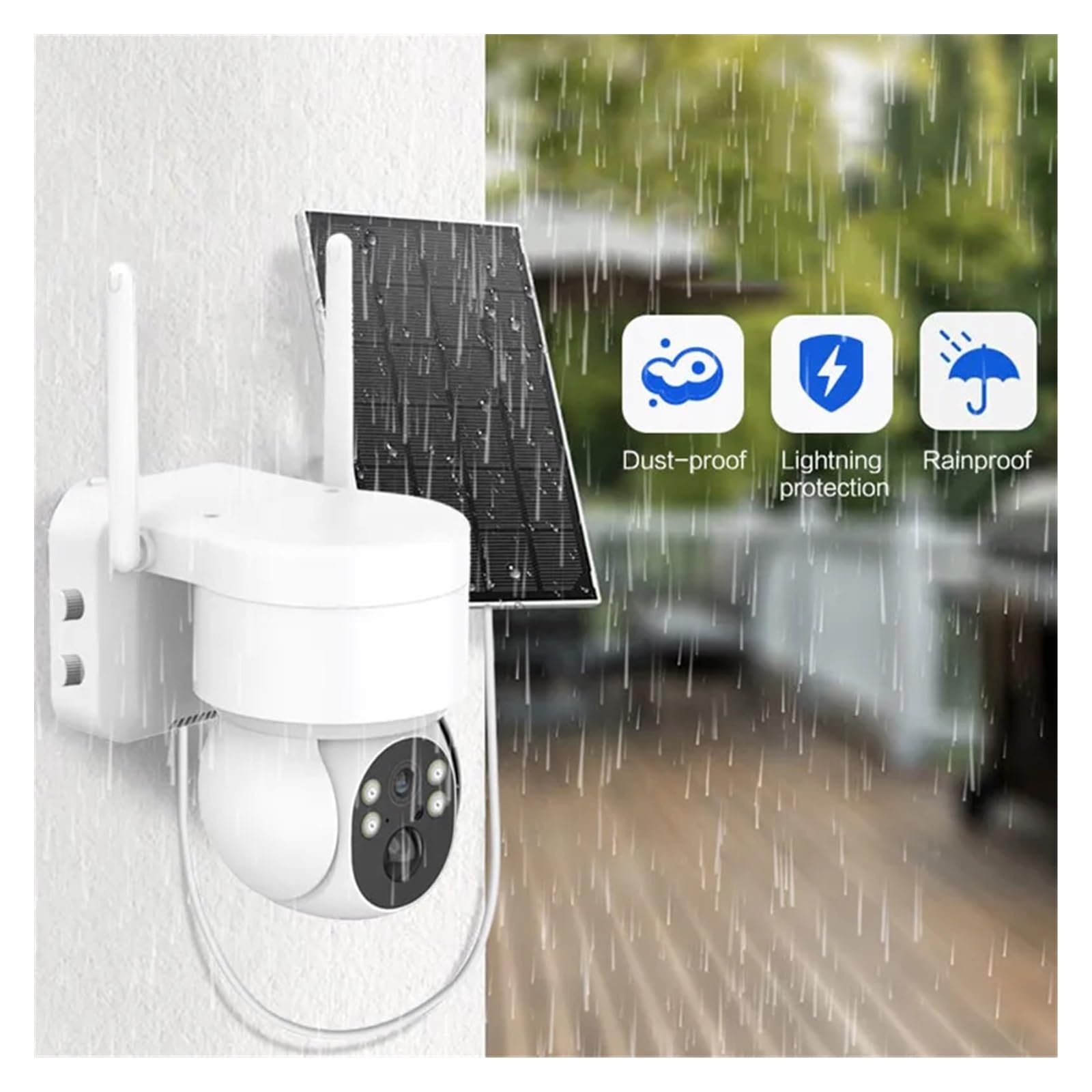 Camera Surveillance, Caméra Solaire PTZ 4MP caméra de sécurité Solaire sans Fil CCTV Batterie extérieure caméra IP PTZ Rechargeable avec Panneau Solaire,Sécurité, Antivol(WiFi Camera Only)