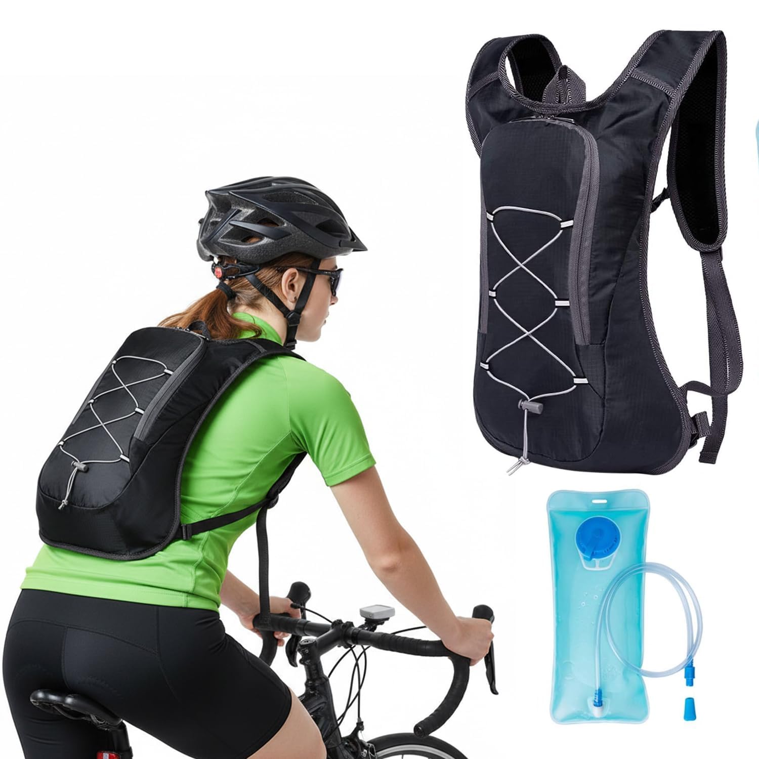 Hydration Backpack with 2L Water Bladder for Women Men Kids doing Outdoor Running, Hiking, Camping, Skiing, Cycling