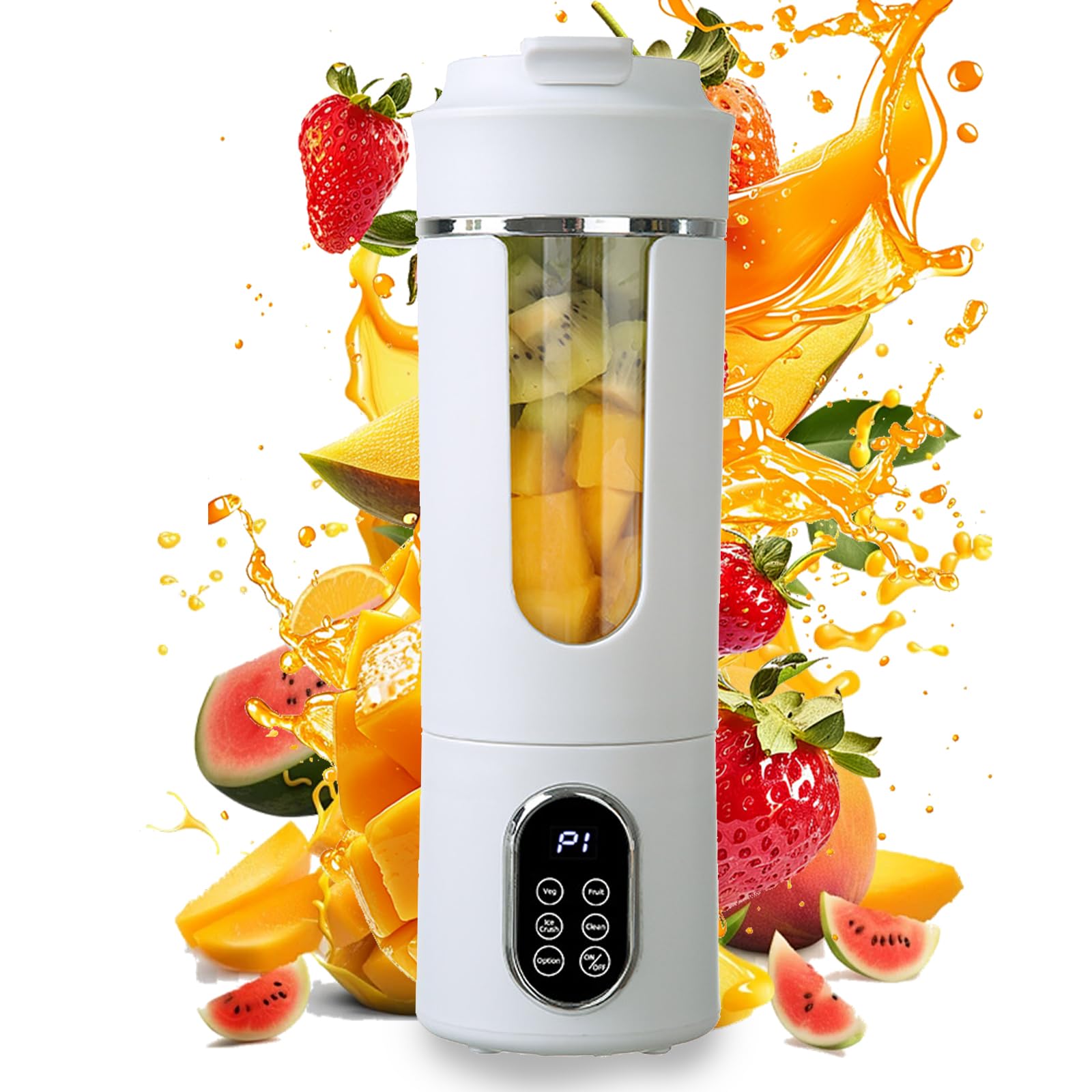 Upgraded Portable Blender, Powerful Extractor Blade, 530ml Cup, Rechargeable USB-C Charging Cable & User Guide, Powerful Cordless Mini Blender for Milkshakes, Smoothies, Purees, Flavored Sauces