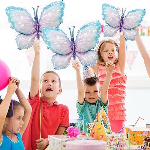 Miniatura 4 de 12 globos de mariposa de 38 pulgadas, decoraciones de mariposa azul, suministros de fiesta de cumpleaños de mariposa, globos de Mylar de aluminio,