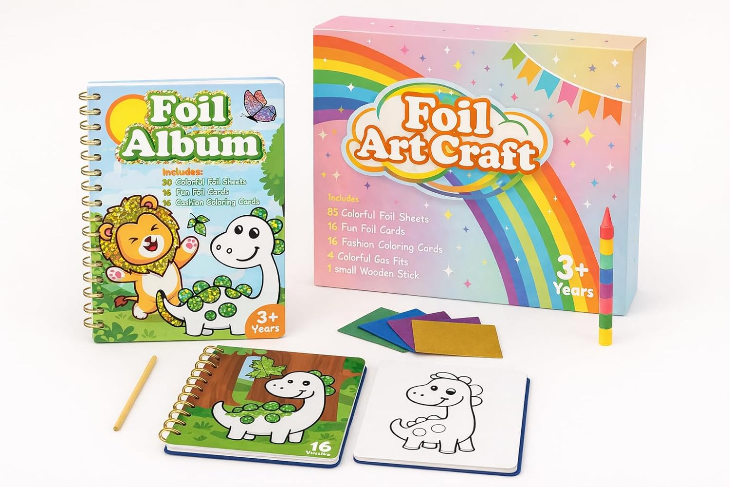 NewFamily Peel & Stick Foil Art Kit for Kids - Colorful Foil Sheets, No Glue & No Mess, Ages 5-10, Perfect for Creative Fun,School Projects &Birthday Gifts (Animals