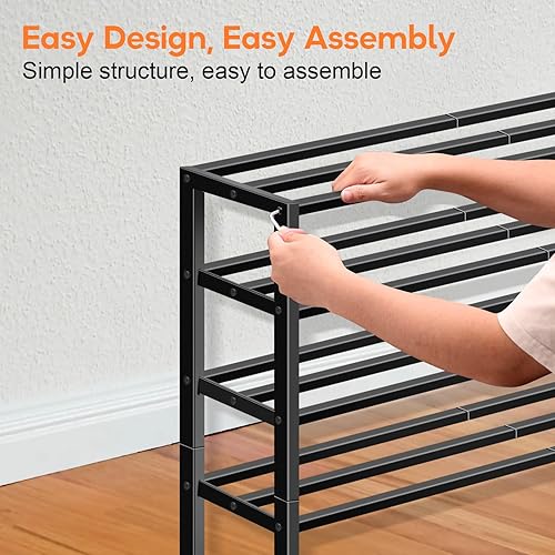 Miniatura 6 de KEETDY Zapatero resistente de 5 niveles para entrada de garaje, organizador de zapatos apilable para 25 pares de botas de hombre, zapatero