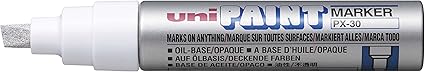 Uni-ball PX-30 - Rotulador marcador de punta ancha biselada, color plata