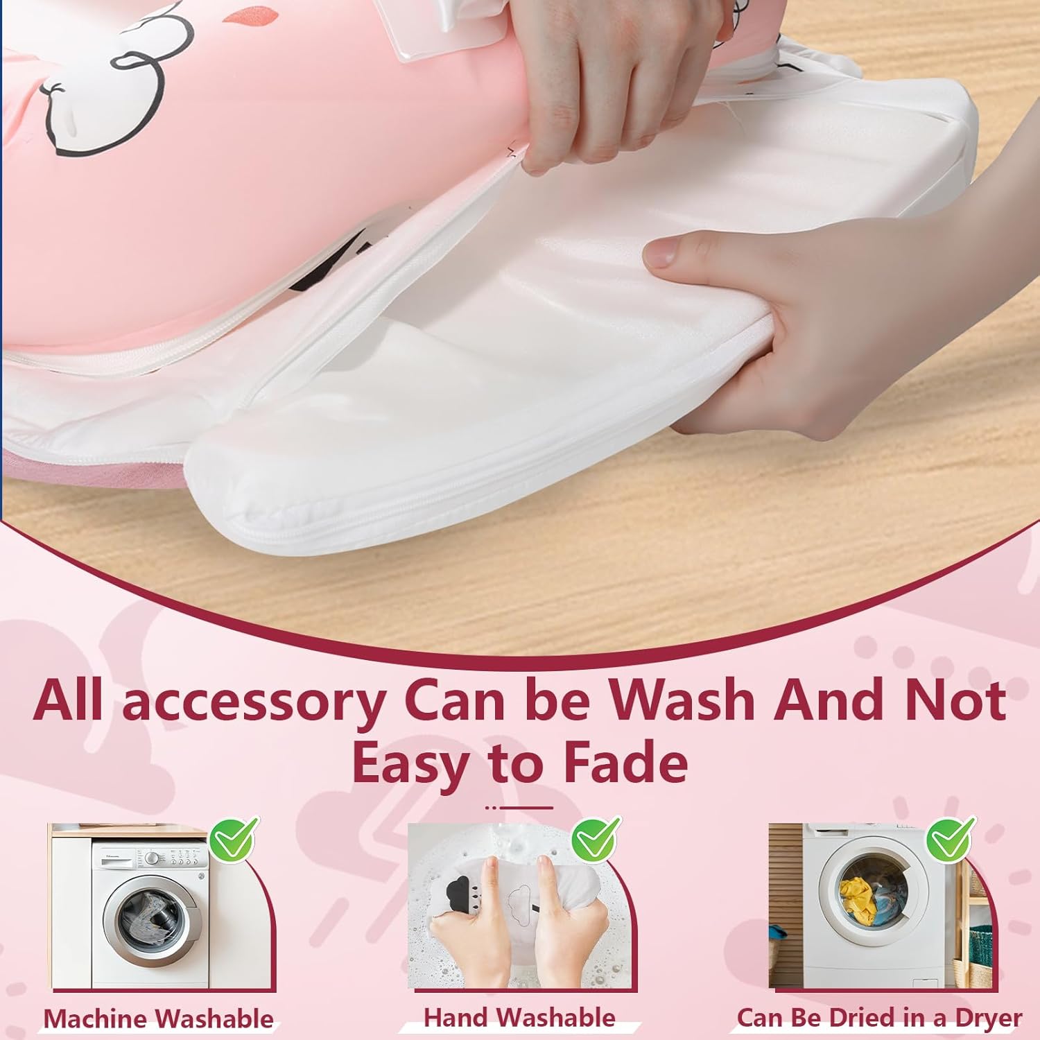 Baby Lounger for Newborn to Toddler 0-24 Months - Portable Infant Lounger with Breathable Cotton, Adjustable Size & Lengthen Space Travel Strap for Home, Outdoor (3. Cloud) - Image 4