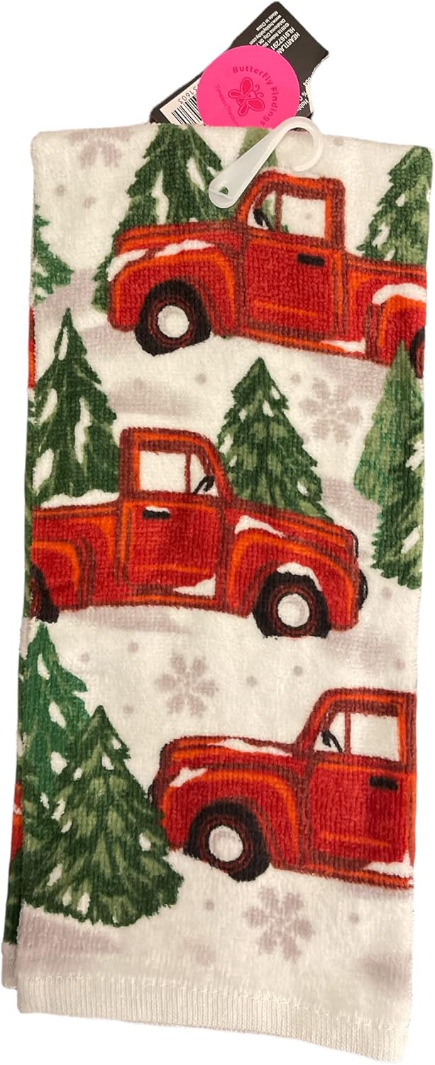 (BF Robert Kitchen Hand / Dish Towel Set - Red Truck Christmas
