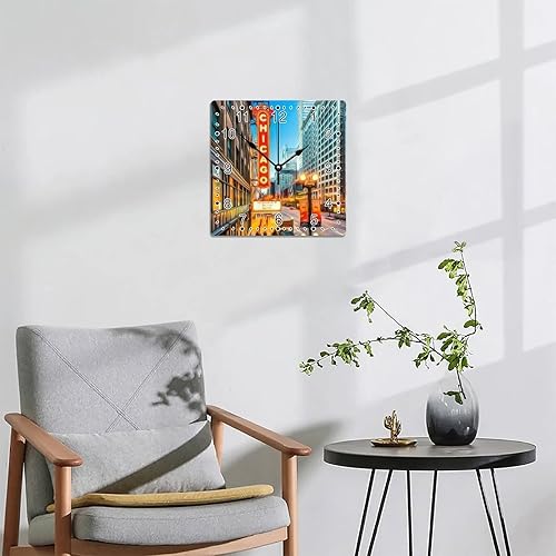 Miniatura 6 de Reloj de pared decorativo de madera cuadrado de 10 x 10 pulgadas, reloj de madera con números arábigos, silencioso, sin tictac, funciona con pilas,