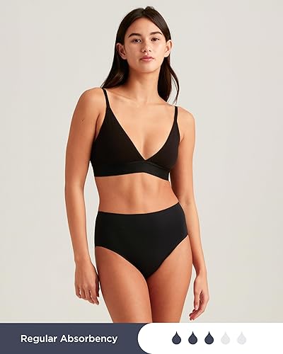 Miniatura 3 de Saalt Ropa interior de cintura alta sin costuras – Ropa interior de época para mujer – Bragas de tiro alto a prueba de fugas – Fabricado con licra