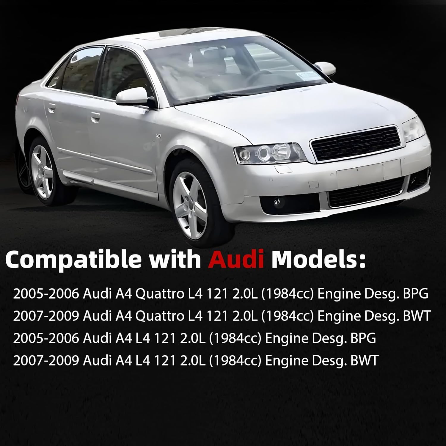 MITZONE Aluminum Valve Cover Compatible with 2005-2009 Audi A4 2005-2009 A4 Quattro Eng Code: BPG BWT L4 2.0L -Gas Replace 06D103469J 06D103469L 06D103469M 06D103469N
